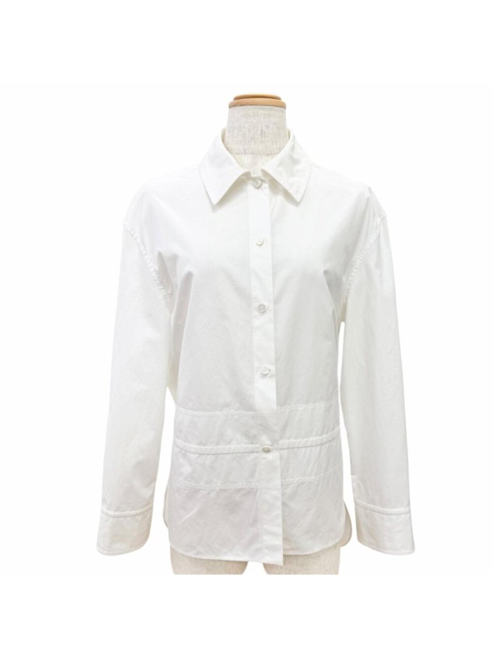Hermes Caleche Cotton 100% Logo Button Long Sleeve Shirt White 36